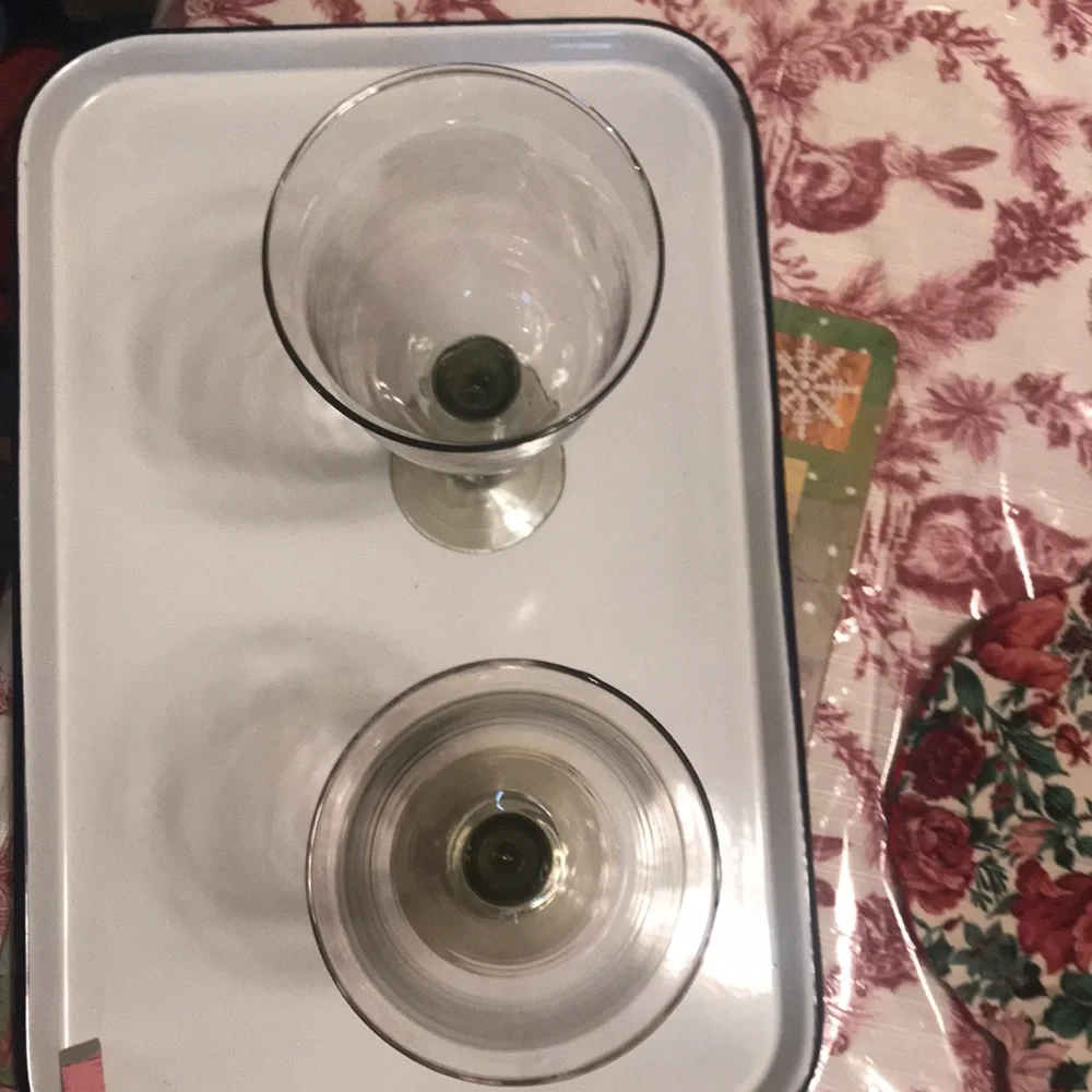 Hand Blown Clear with Subtle Smoke Color Wine/Water Glasses (2)